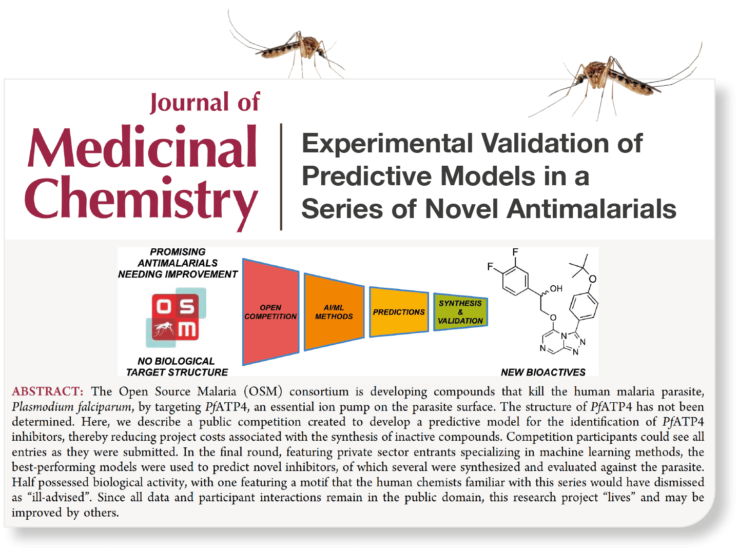 J.Med.Chem publish; Experimental Validation of Predictive Models in a Series of Novel Antimalarials